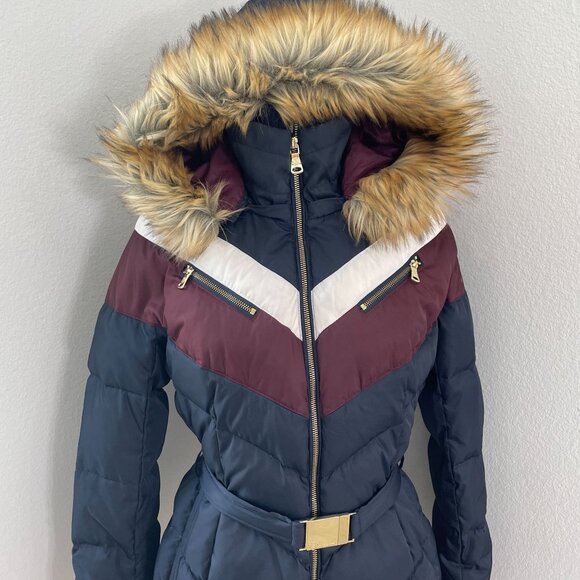 Vince Camuto Womens Medium Faux Fur Hooded Down Feather Fill Coat Puffer Jacket - Picture 4 of 16